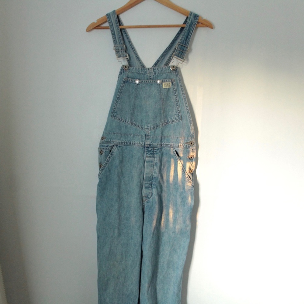 Vintage Light Washed Guess Denim Overalls Size M